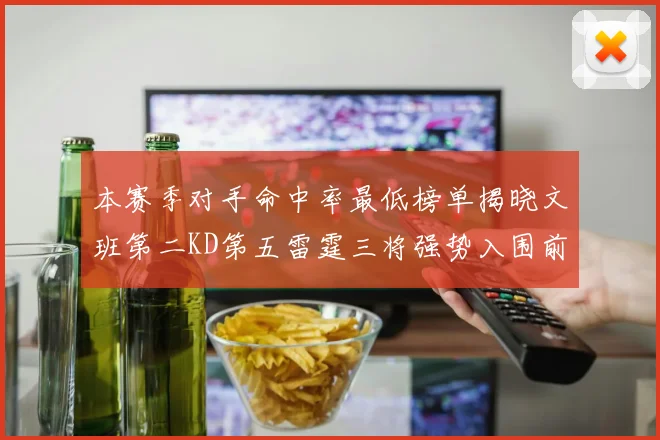 本赛季对手命中率最低榜单揭晓文班第二KD第五雷霆三将强势入围前十